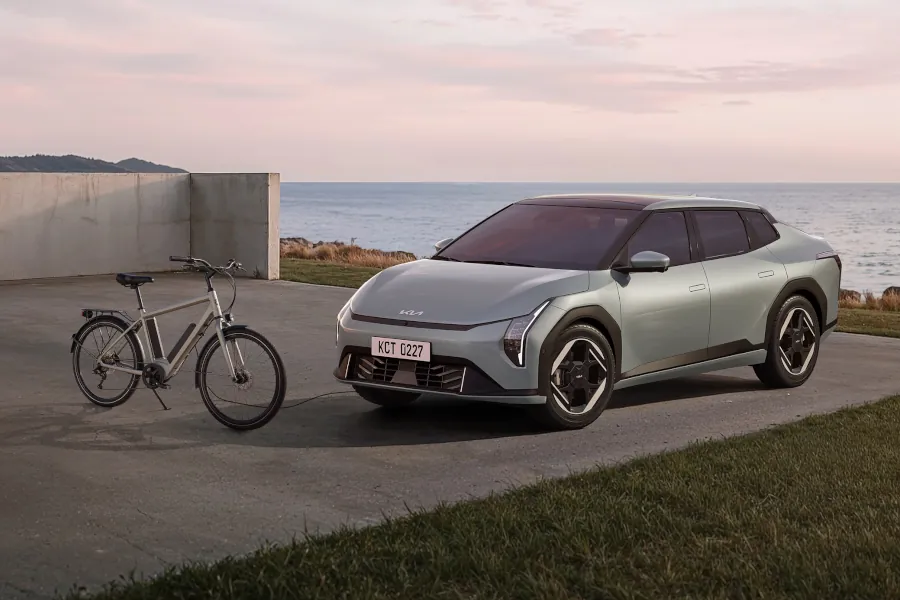 Kia EV4 charging electric bike vehicle to load function exterior