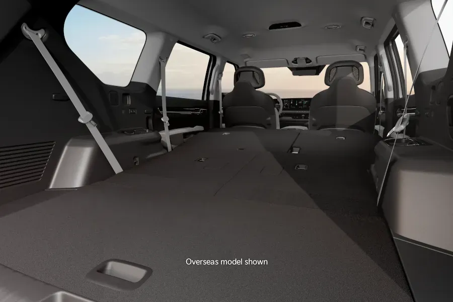 kia ev9 interior cargo luggage space flat fold seats