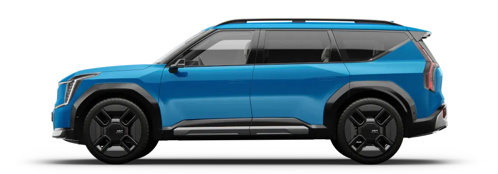 kia ev9 gt-line ocean matte blue side view