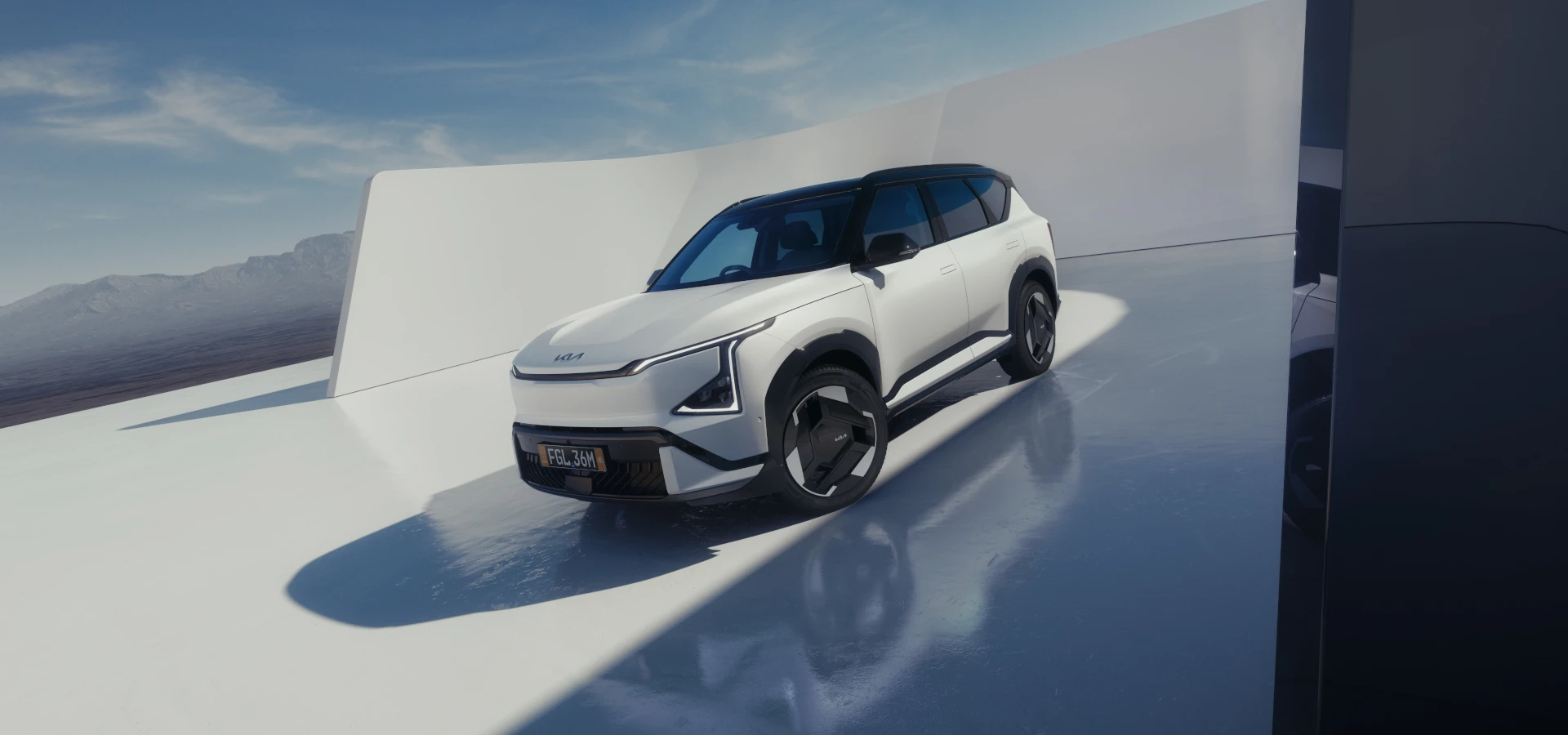 Kia EV5 GT-Line white front three quarter view