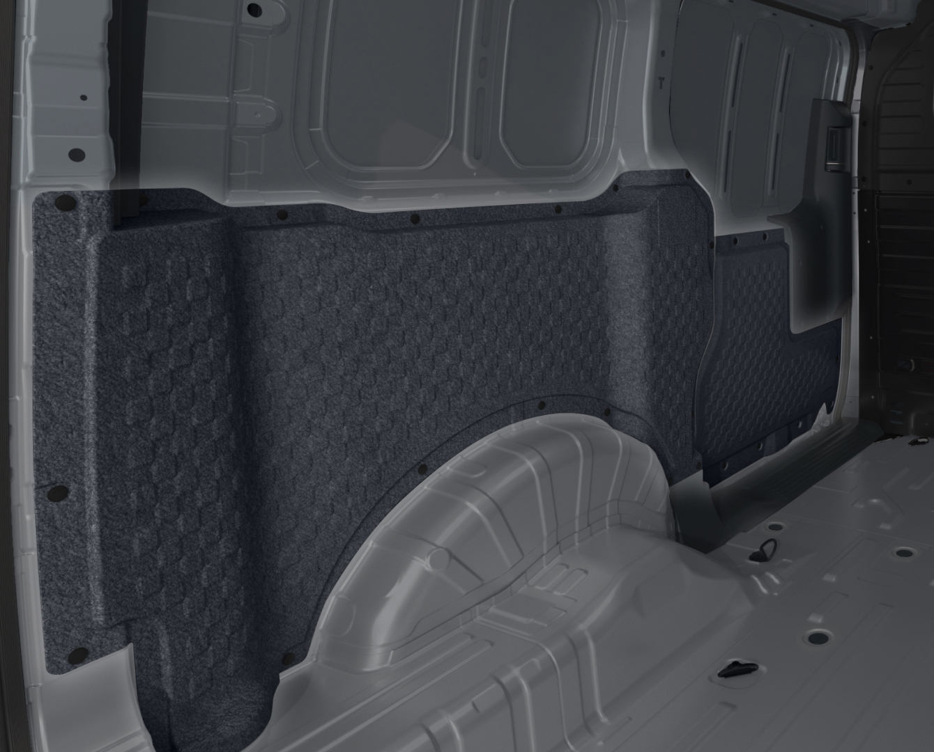 Close-up of the Kia PV5 Cargo interior side wall panel