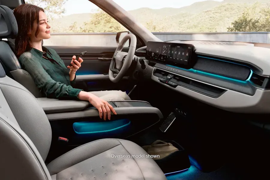kia ev9 interior dual colour ambient mood lighting